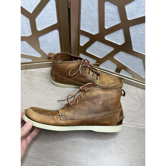Sebago Beacon Chaussures Bateau Men Leather Brown Boots 9.5 M Shoes Ducksides - Picture 4 of 10
